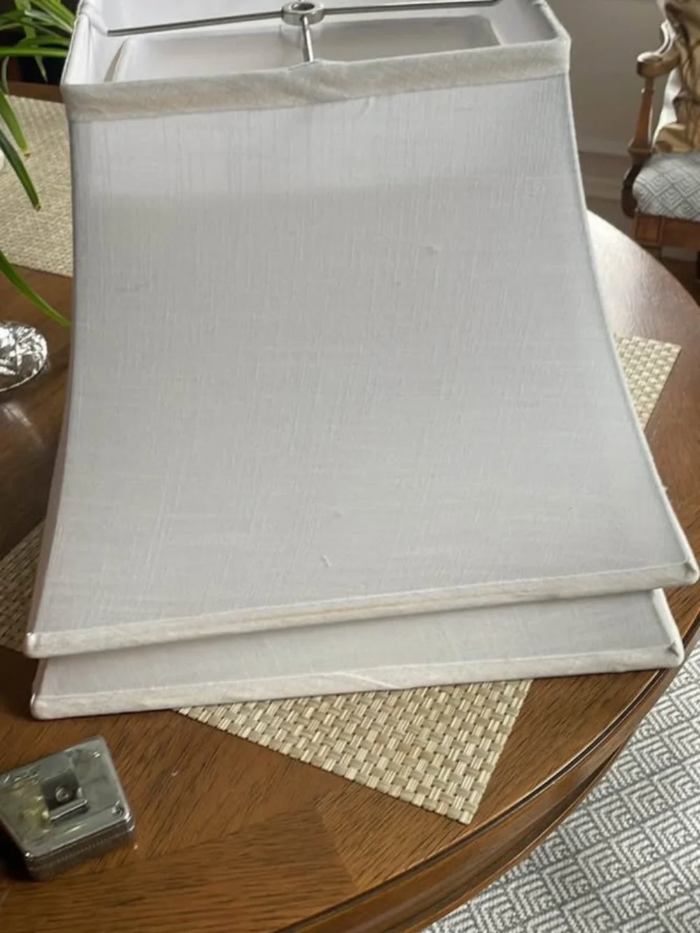 White Fabric Square Lamp Shade - Pair - Picture 1 of 3